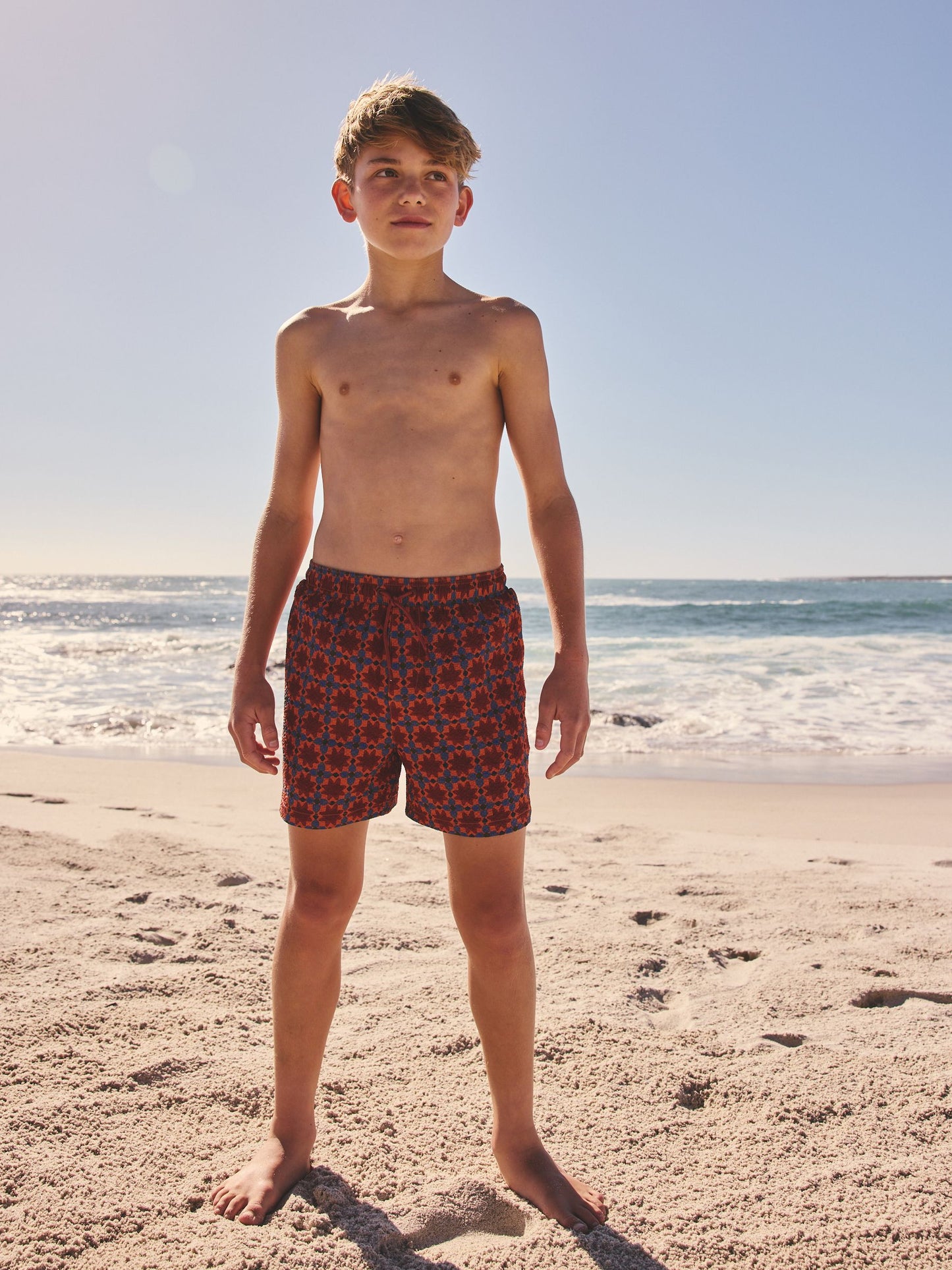 Rust Brown Printed Swim Shorts (3-16yrs) image 2