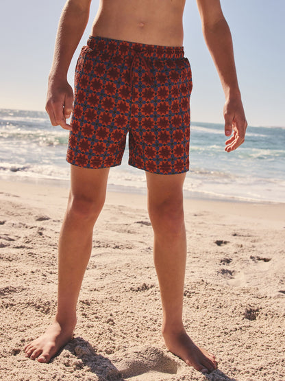 Rust Brown Printed Swim Shorts (3-16yrs) image 3