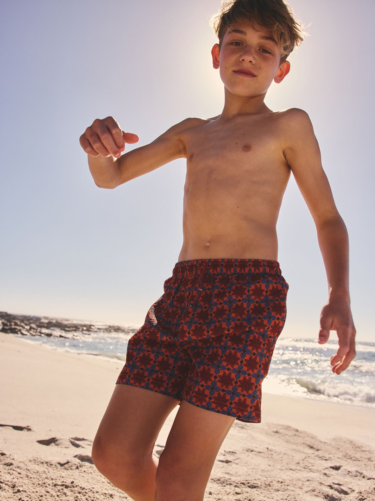 Rust Brown Printed Swim Shorts (3-16yrs) image 4