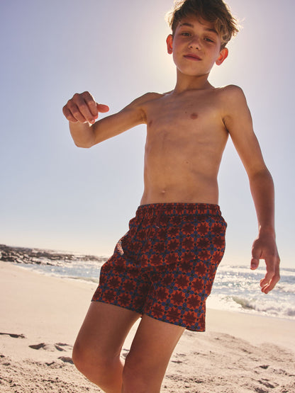 Rust Brown Printed Swim Shorts (3-16yrs) image 4