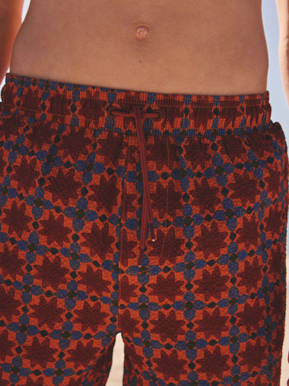 Rust Brown Printed Swim Shorts (3-16yrs) image 6