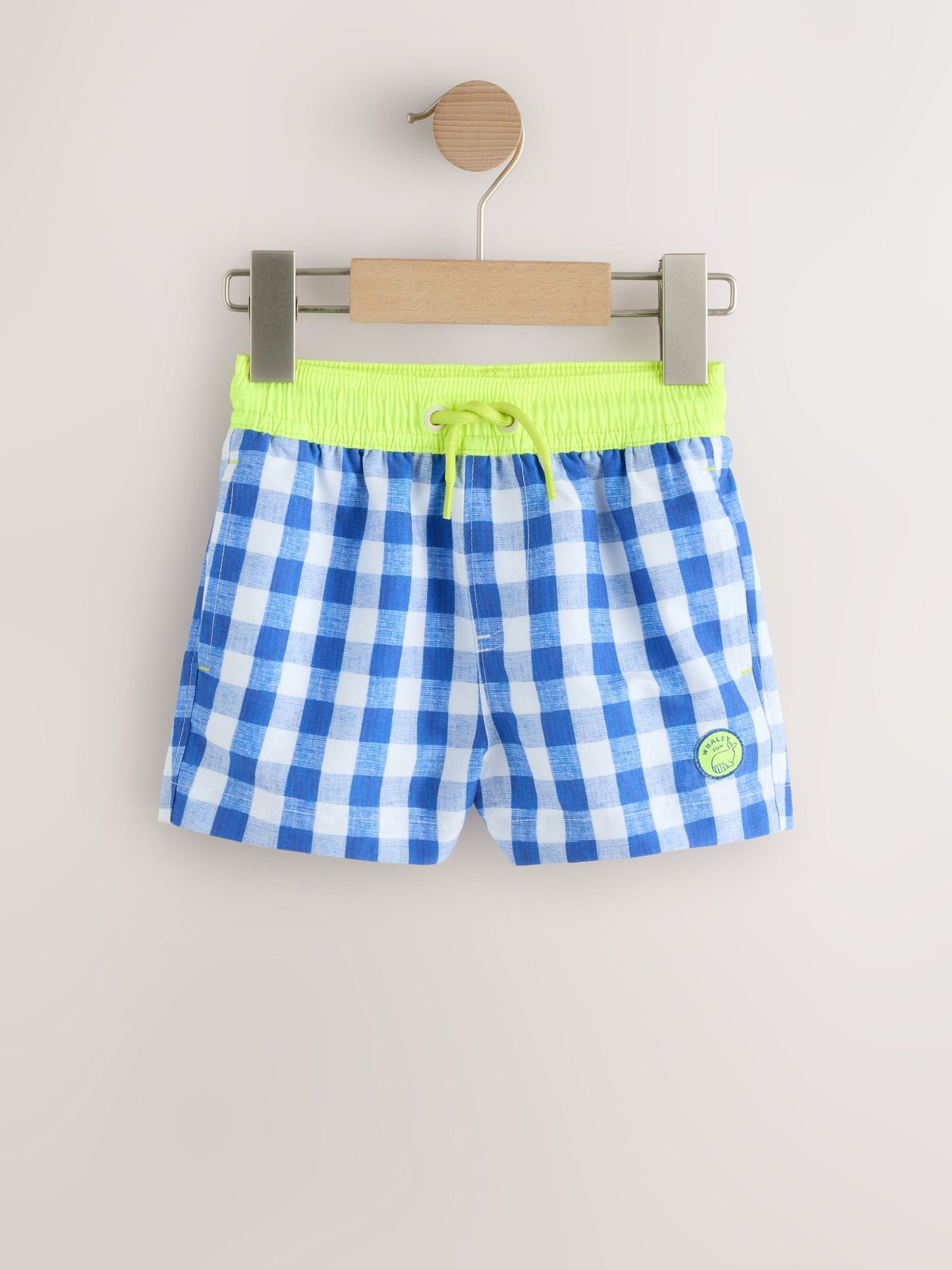 Blue Gingham Printed Swim Shorts (3mths-7yrs) image 5