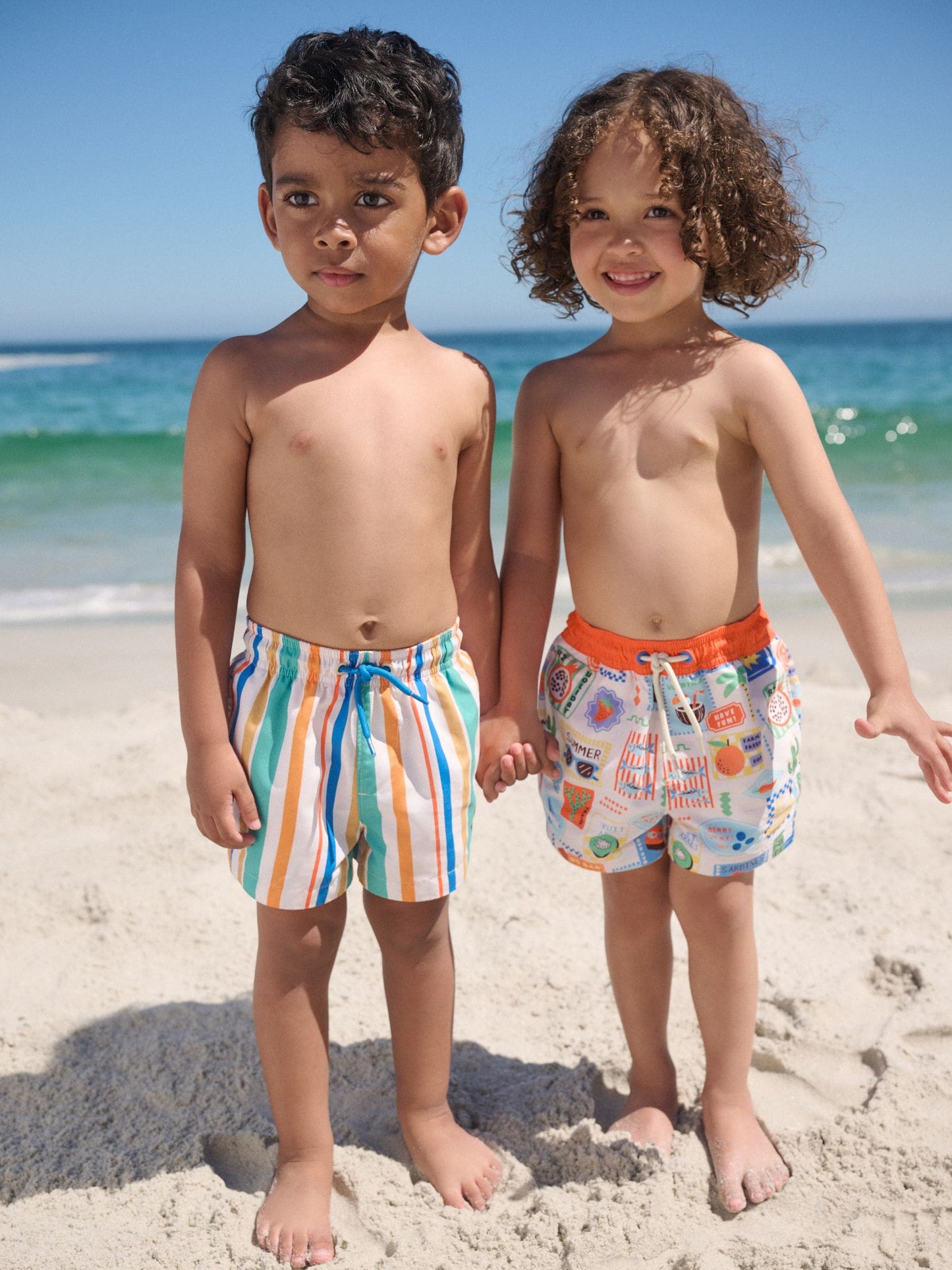 Orange/White Printed Swim Shorts 2 Pack (3mths-7yrs) image 1