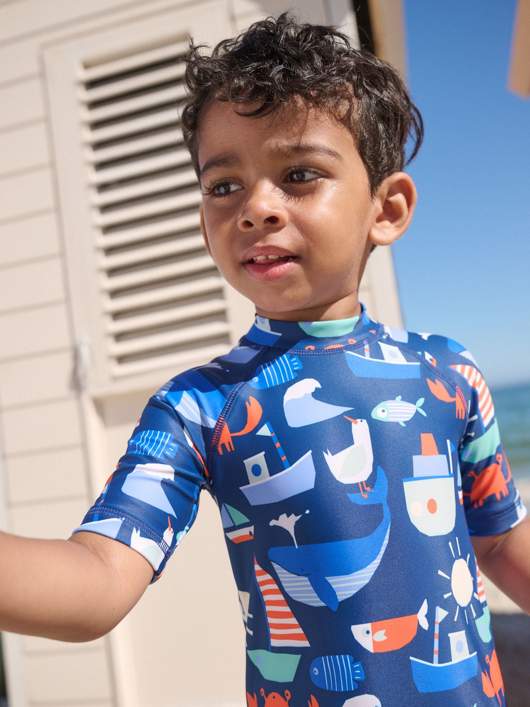 Navy Nautical Sunsafe All-In-One Swimsuit (3mths-7yrs) image 4