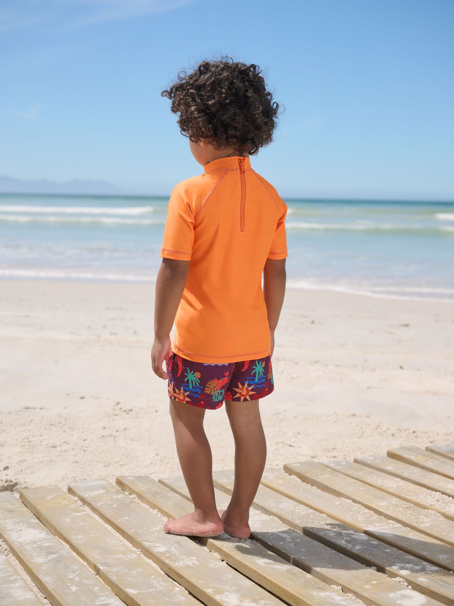 Orange Short Sleeve Sunsafe Rash Vest and Swim Shorts Set (3mths-7yrs) image 2