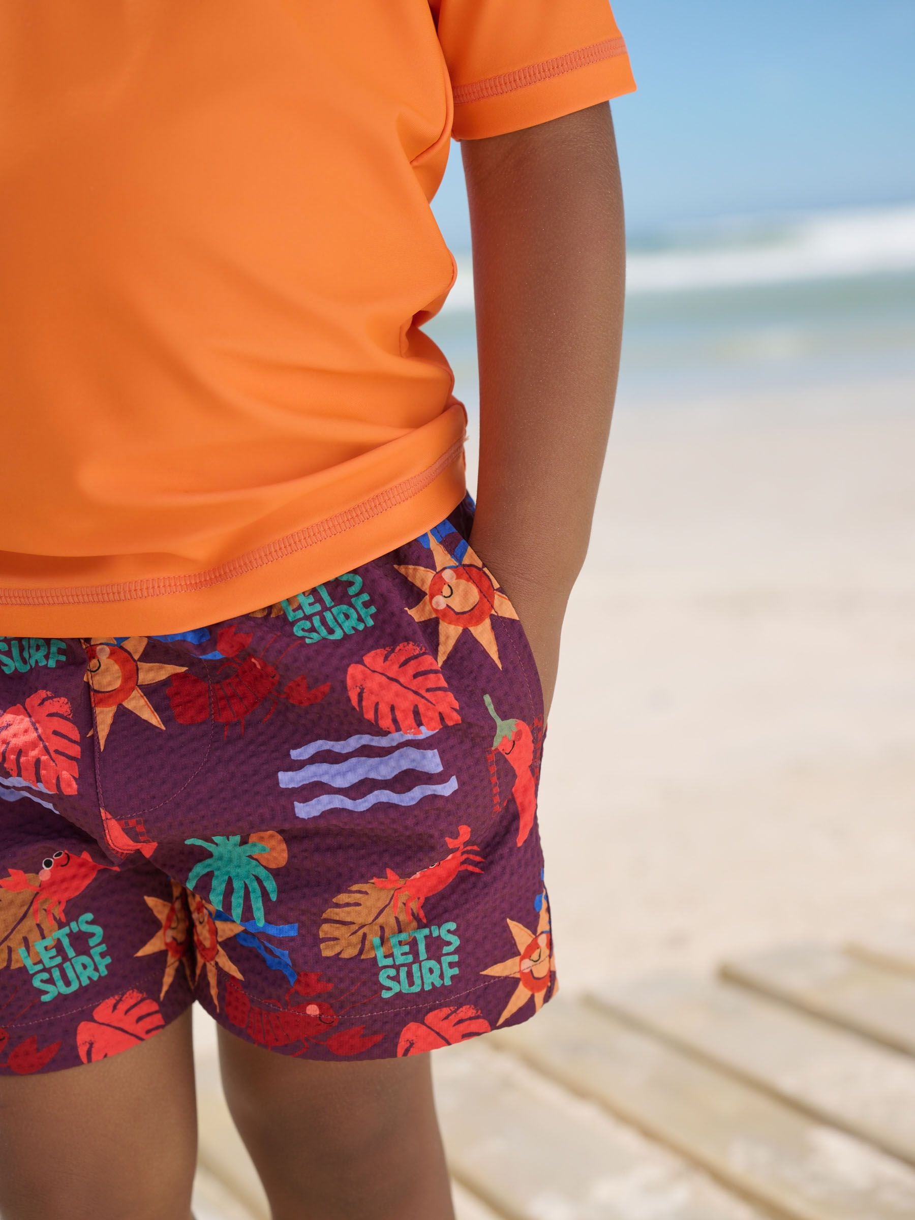 Orange Short Sleeve Sunsafe Rash Vest and Swim Shorts Set (3mths-7yrs) image 3