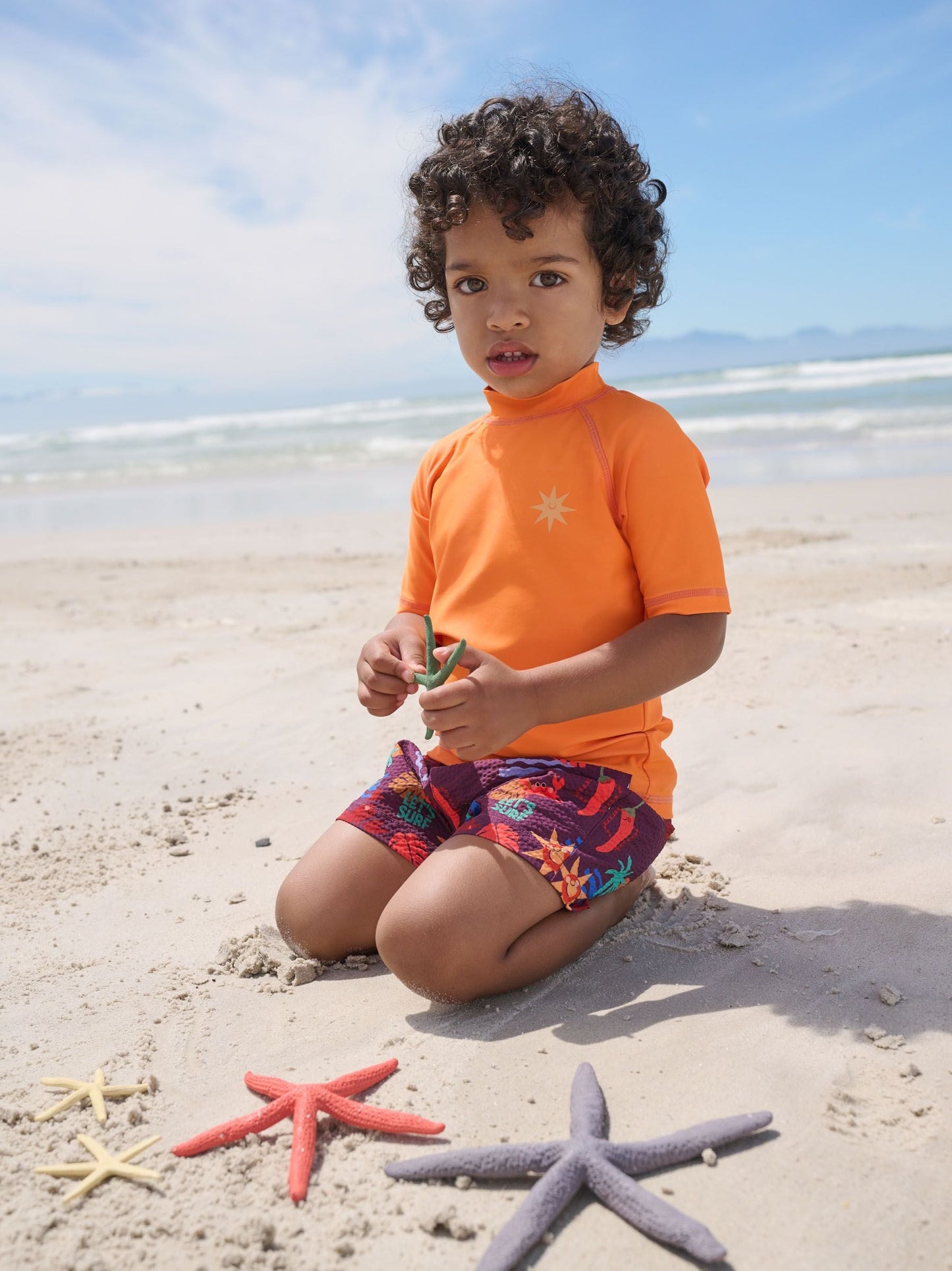 Orange Short Sleeve Sunsafe Rash Vest and Swim Shorts Set (3mths-7yrs) image 4