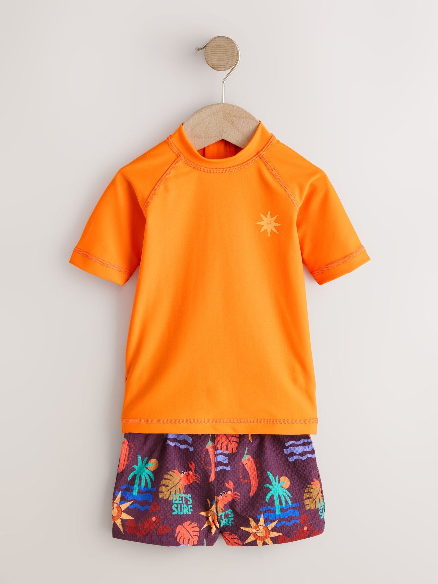 Orange Short Sleeve Sunsafe Rash Vest and Swim Shorts Set (3mths-7yrs) image 6