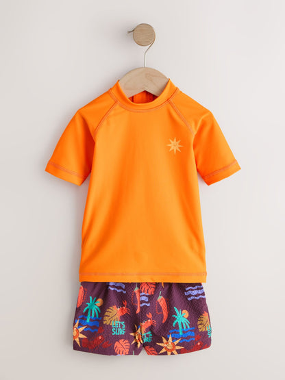 Orange Short Sleeve Sunsafe Rash Vest and Swim Shorts Set (3mths-7yrs) image 6