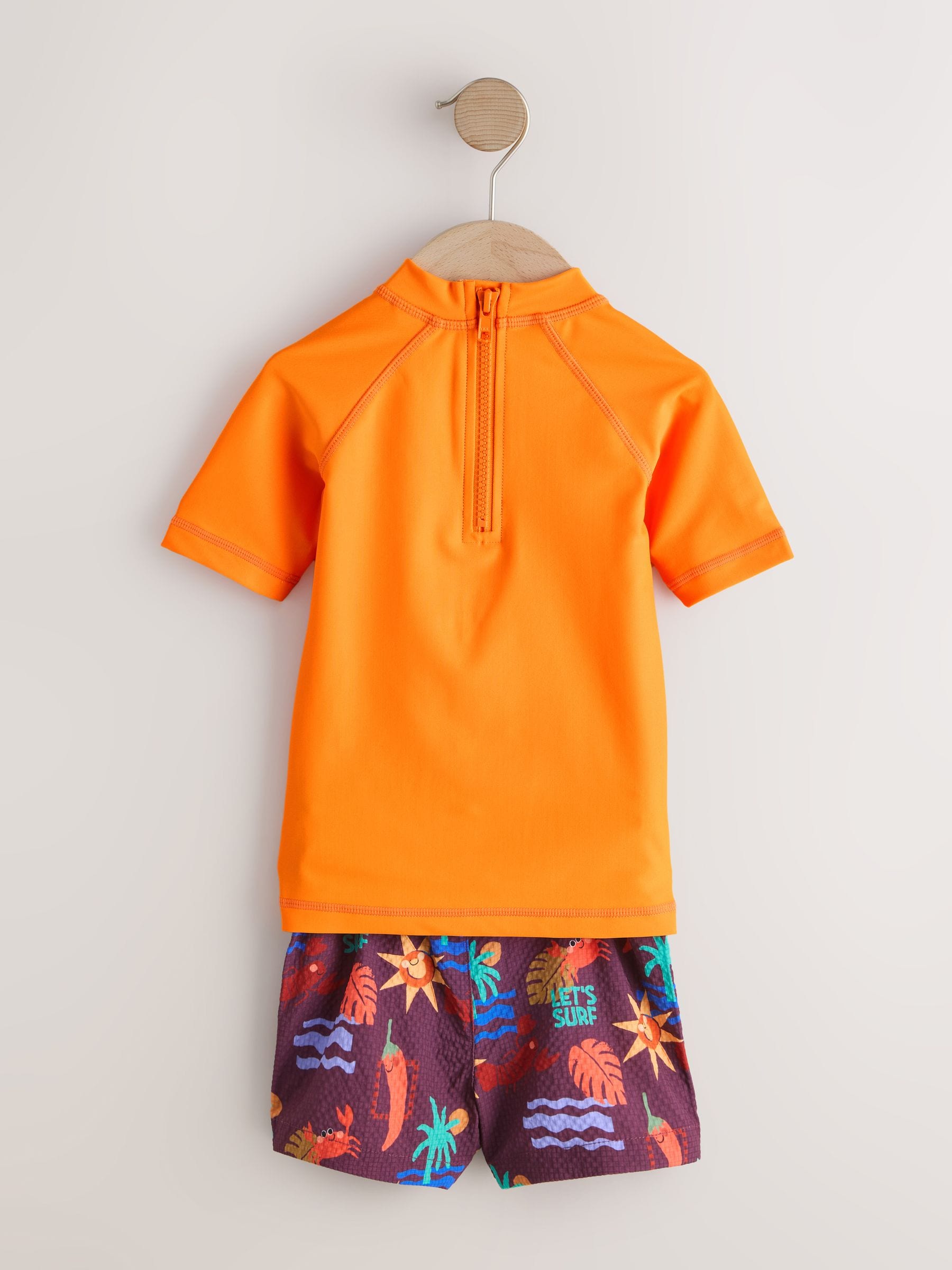 Orange Short Sleeve Sunsafe Rash Vest and Swim Shorts Set (3mths-7yrs) image 7