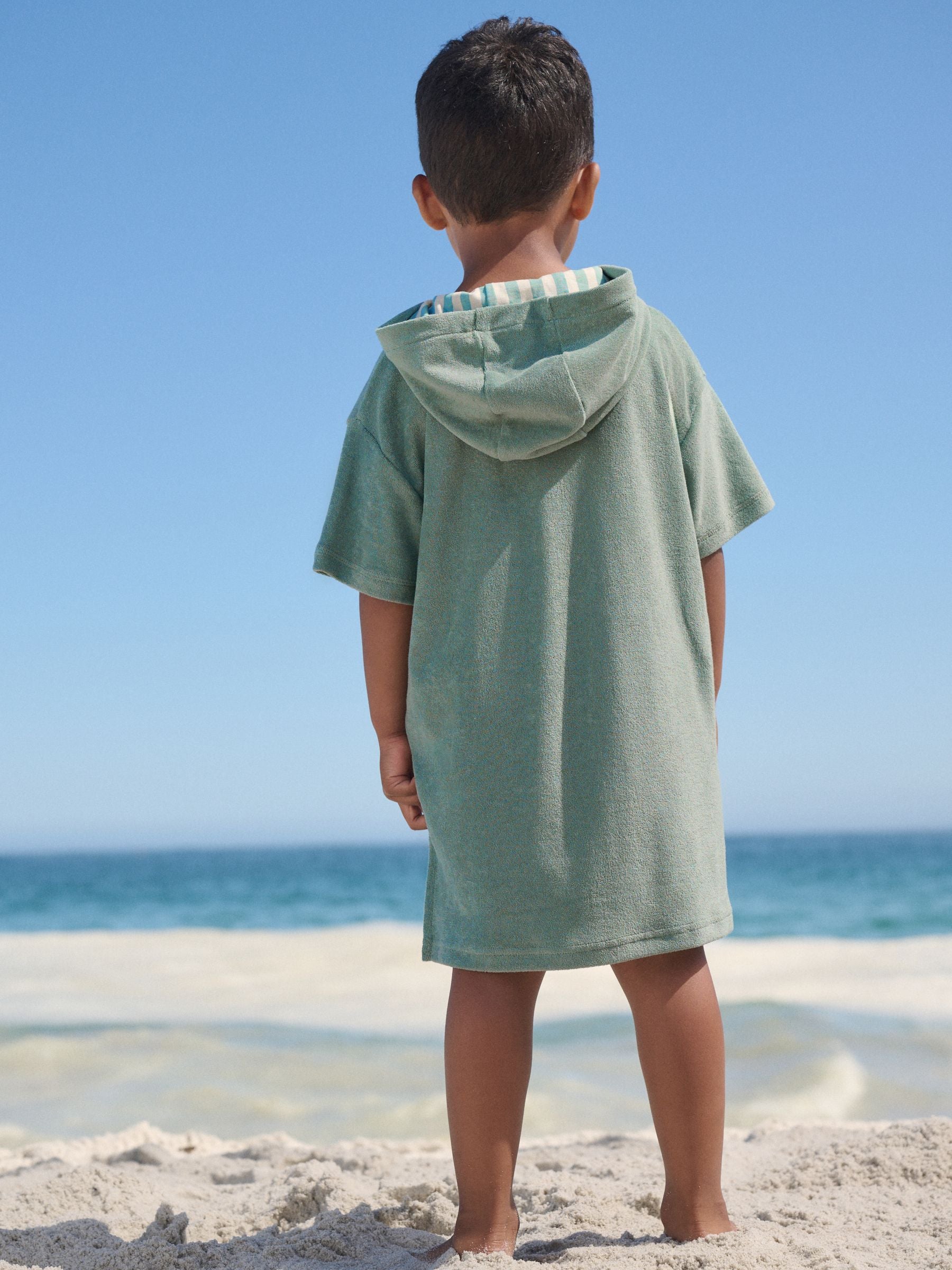 Sage Green Towelling Zip Through Cover-Up (3mths-7yrs) image 3