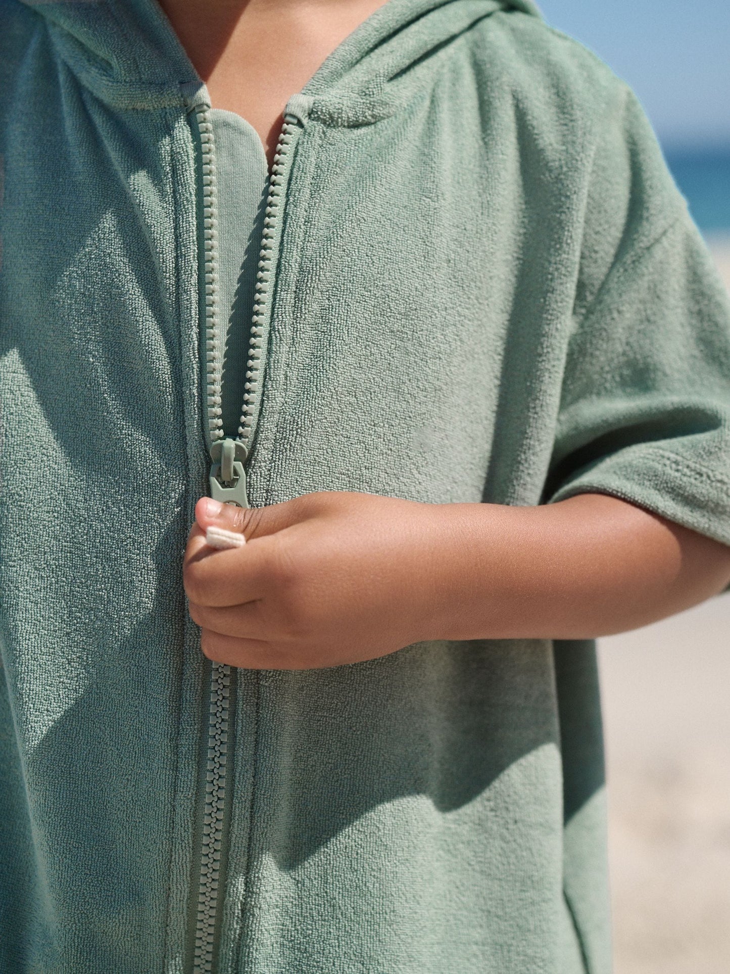 Sage Green Towelling Zip Through Cover-Up (3mths-7yrs) image 5