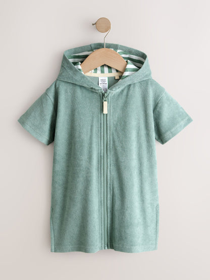 Sage Green Towelling Zip Through Cover-Up (3mths-7yrs) image 6