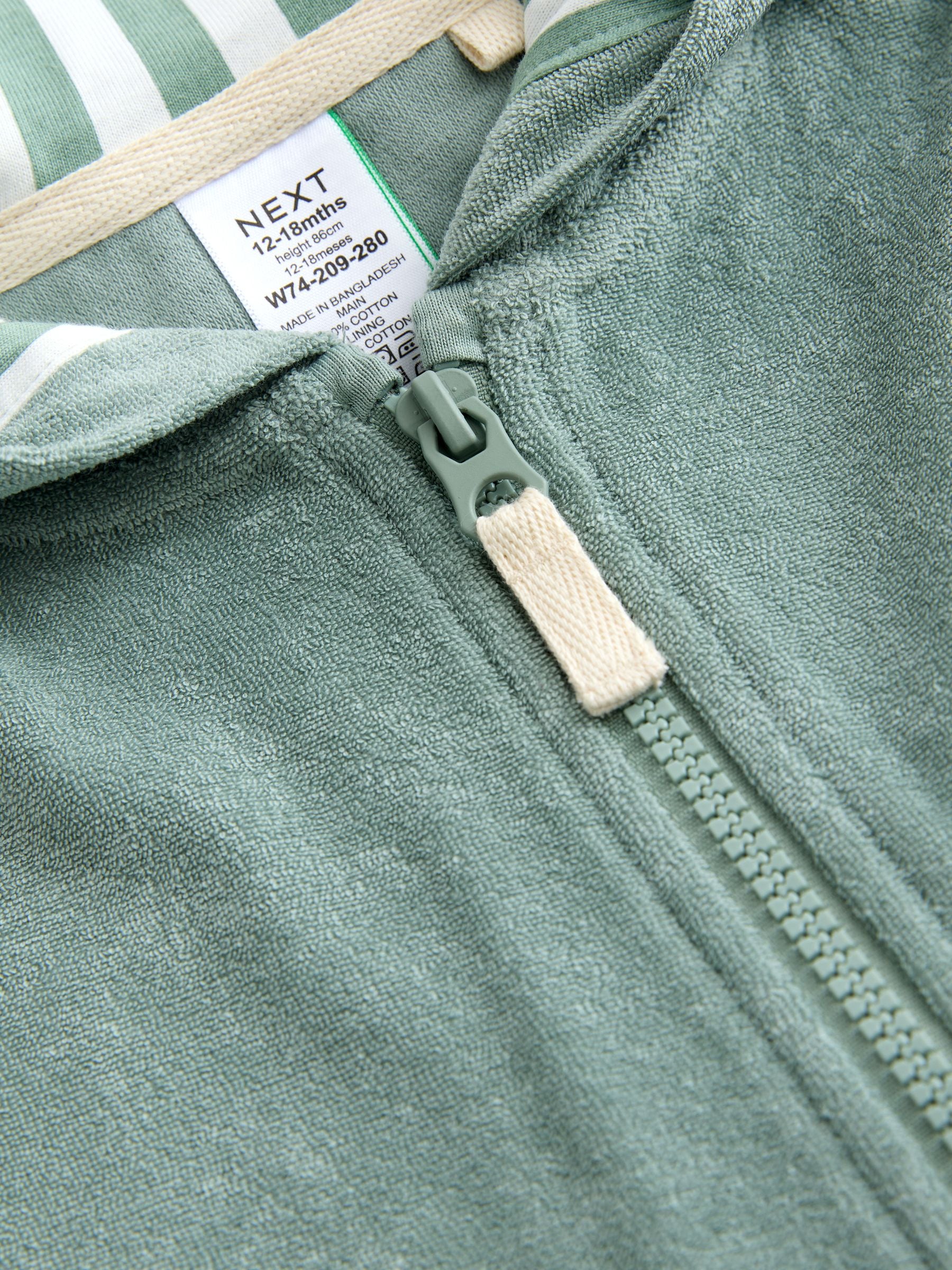 Sage Green Towelling Zip Through Cover-Up (3mths-7yrs) image 8