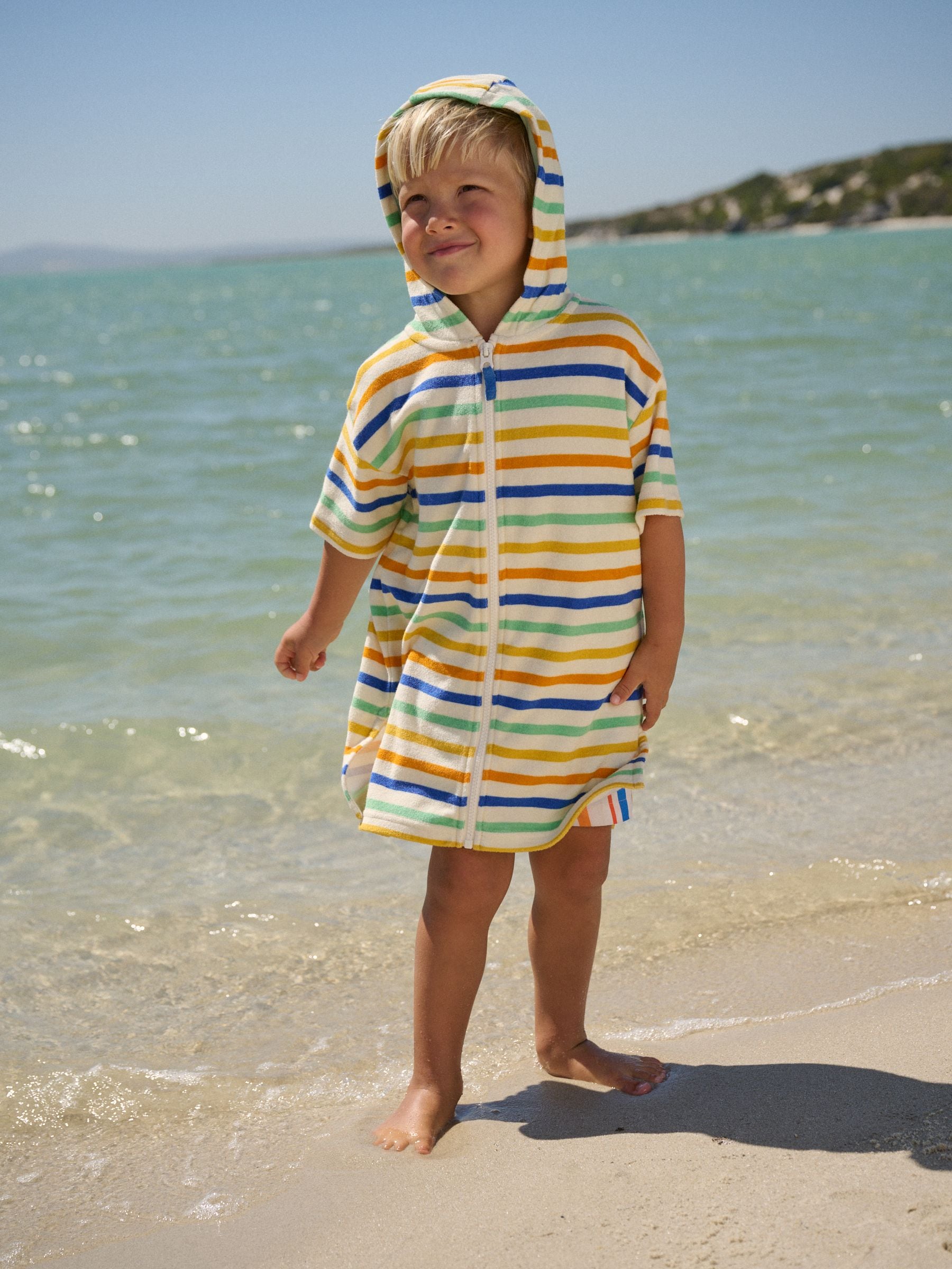 Multi Stripe Towelling Zip Through Cover-Up (3mths-7yrs) image 2