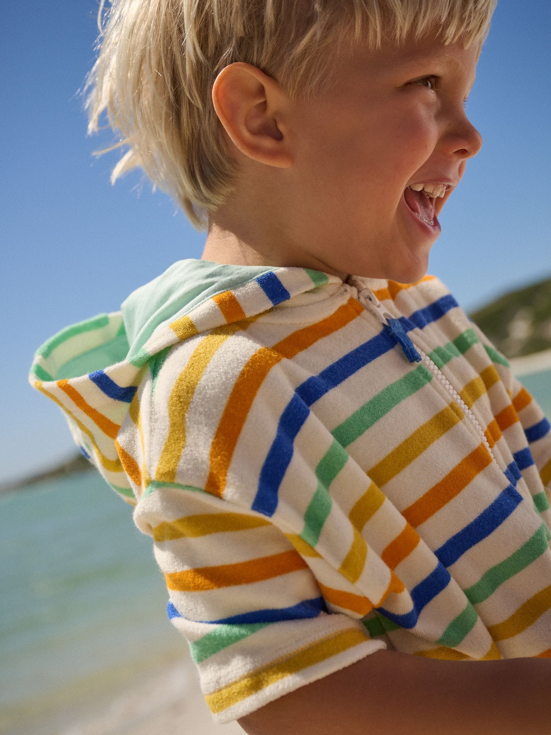 Multi Stripe Towelling Zip Through Cover-Up (3mths-7yrs) image 3