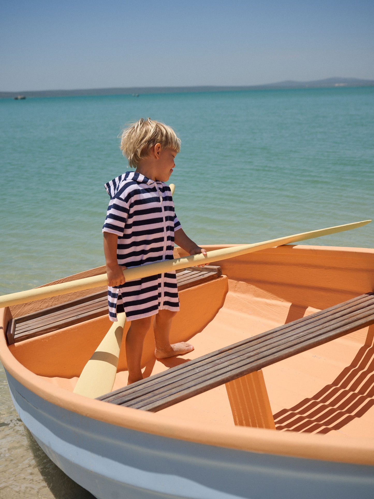 Navy Stripe Towelling Zip Through Cover-Up (3mths-7yrs) image 2