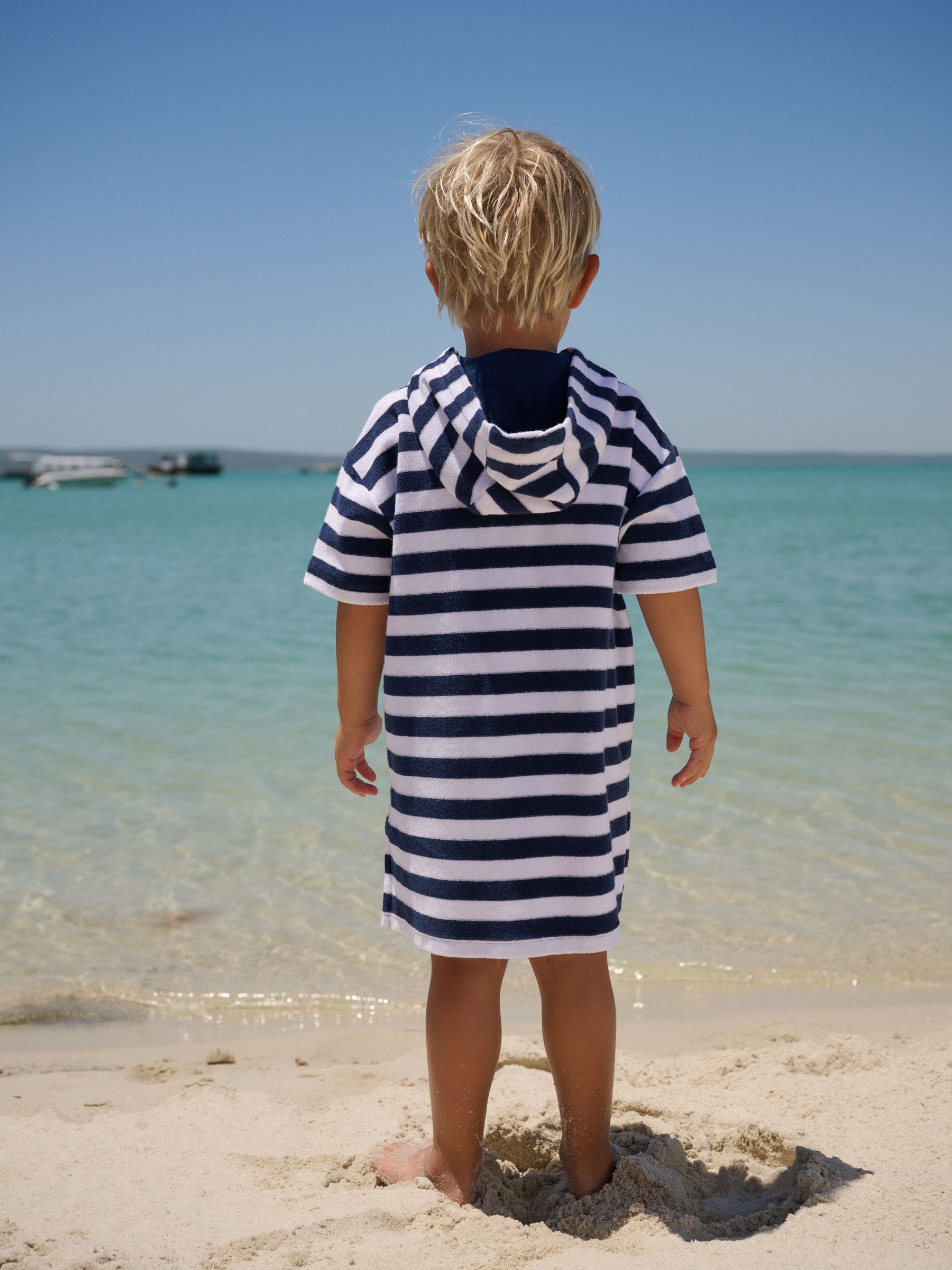 Navy Stripe Towelling Zip Through Cover-Up (3mths-7yrs) image 3