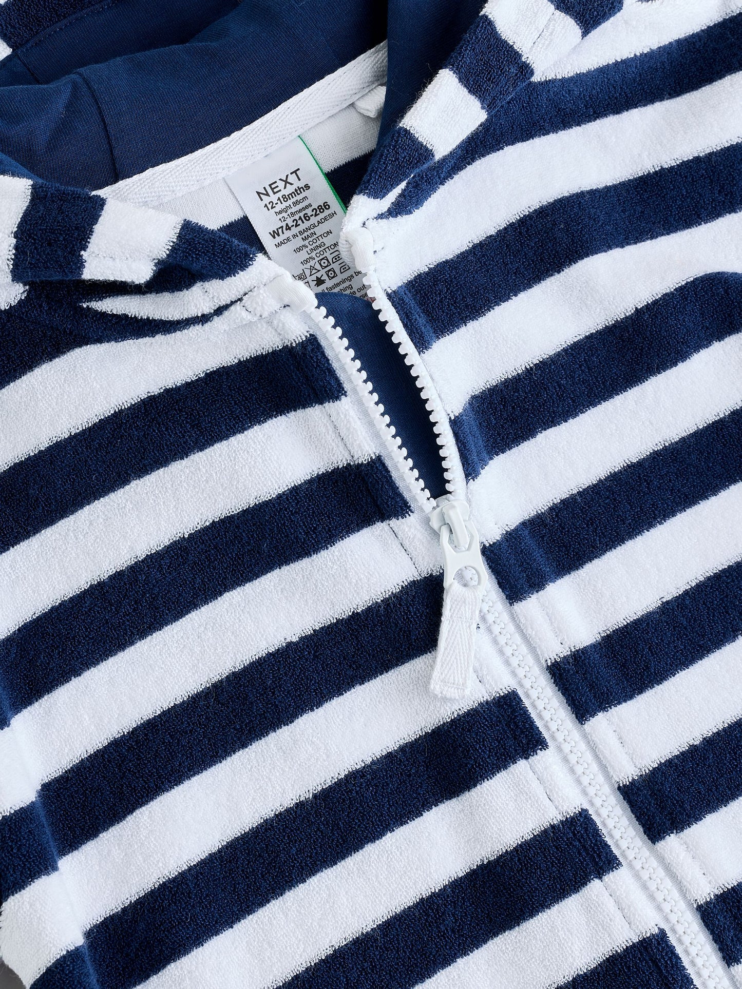 Navy Stripe Towelling Zip Through Cover-Up (3mths-7yrs) image 7