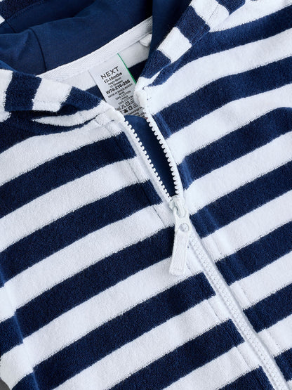 Navy Stripe Towelling Zip Through Cover-Up (3mths-7yrs) image 7