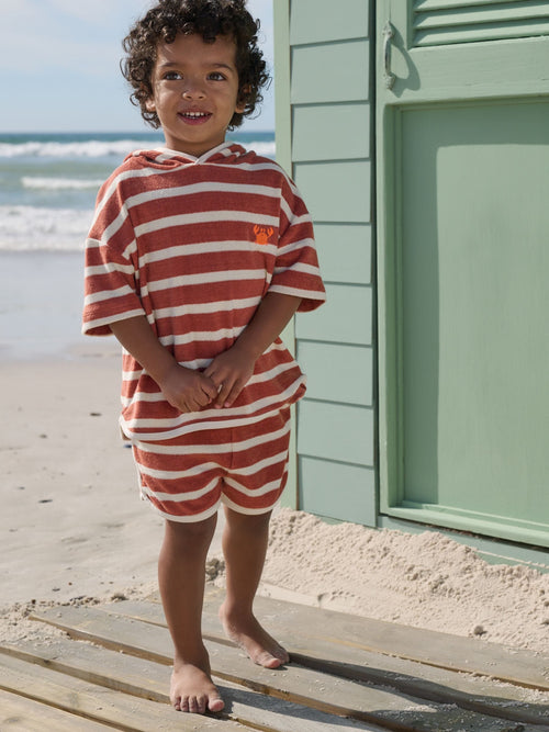 Dsiney Kidz - Rust Brown Stripe Towelling Top and Shorts Set (3mths-7yrs) image 1