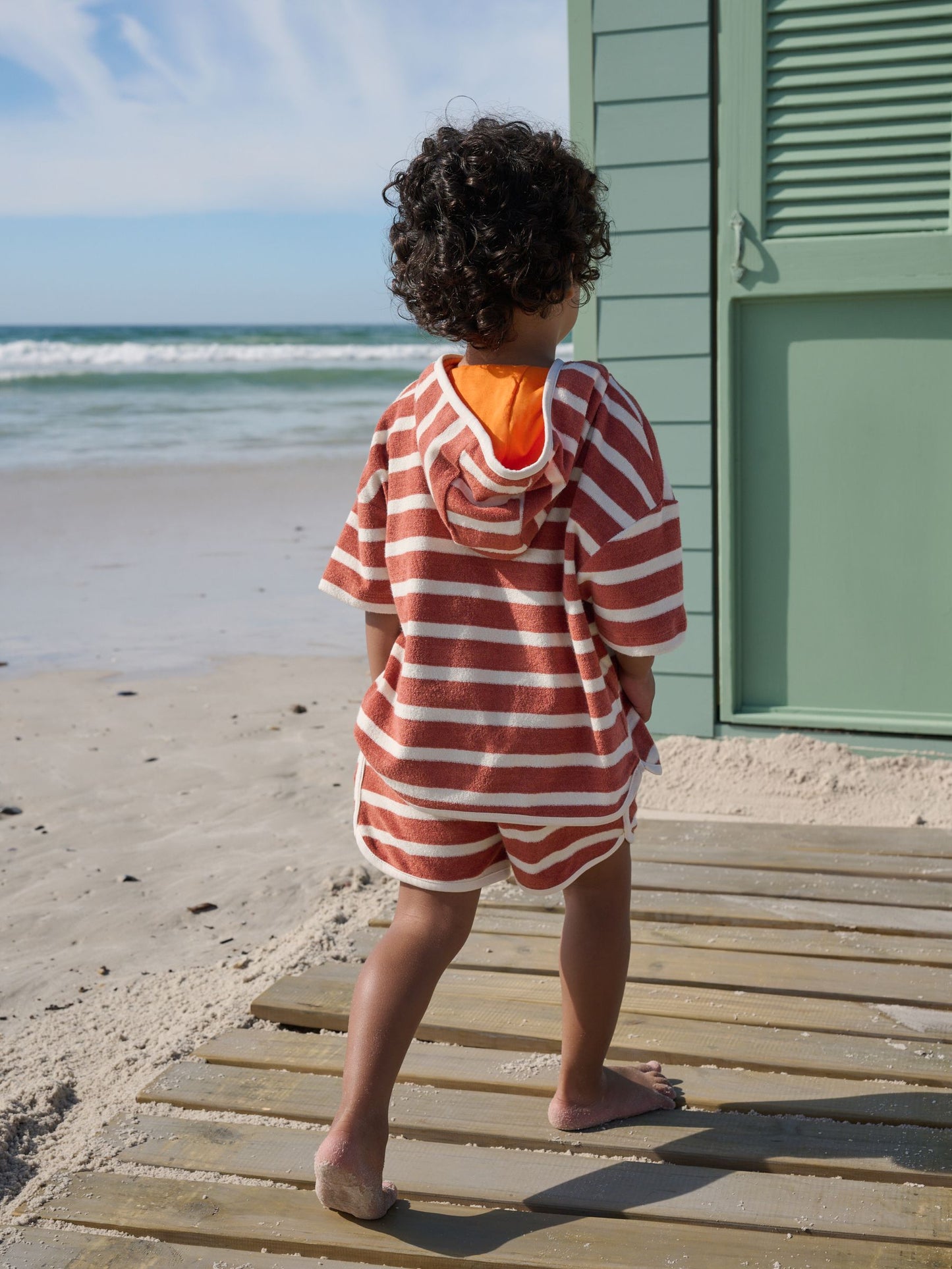 Rust Brown Stripe Towelling Top and Shorts Set (3mths-7yrs) image 4