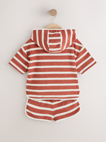 Rust Brown Stripe Towelling Top and Shorts Set (3mths-7yrs) image 8