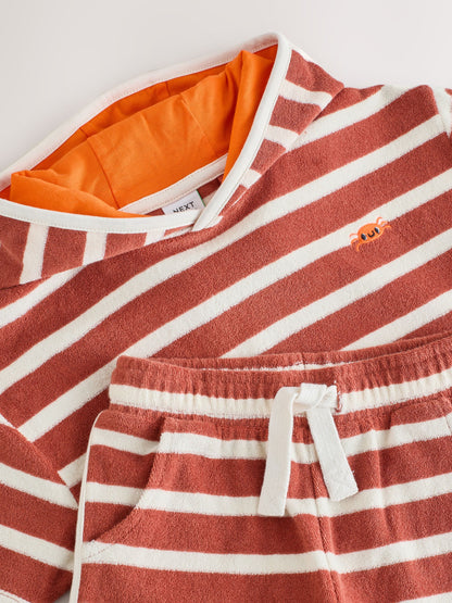 Rust Brown Stripe Towelling Top and Shorts Set (3mths-7yrs) image 9