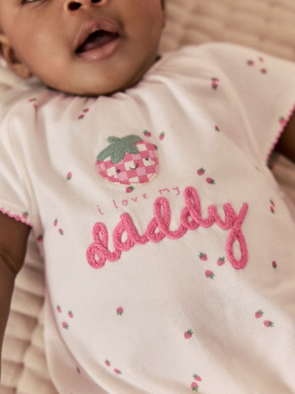 Ecru Fruit All Over Print I Love My Daddy Jersey Baby Romper image 4