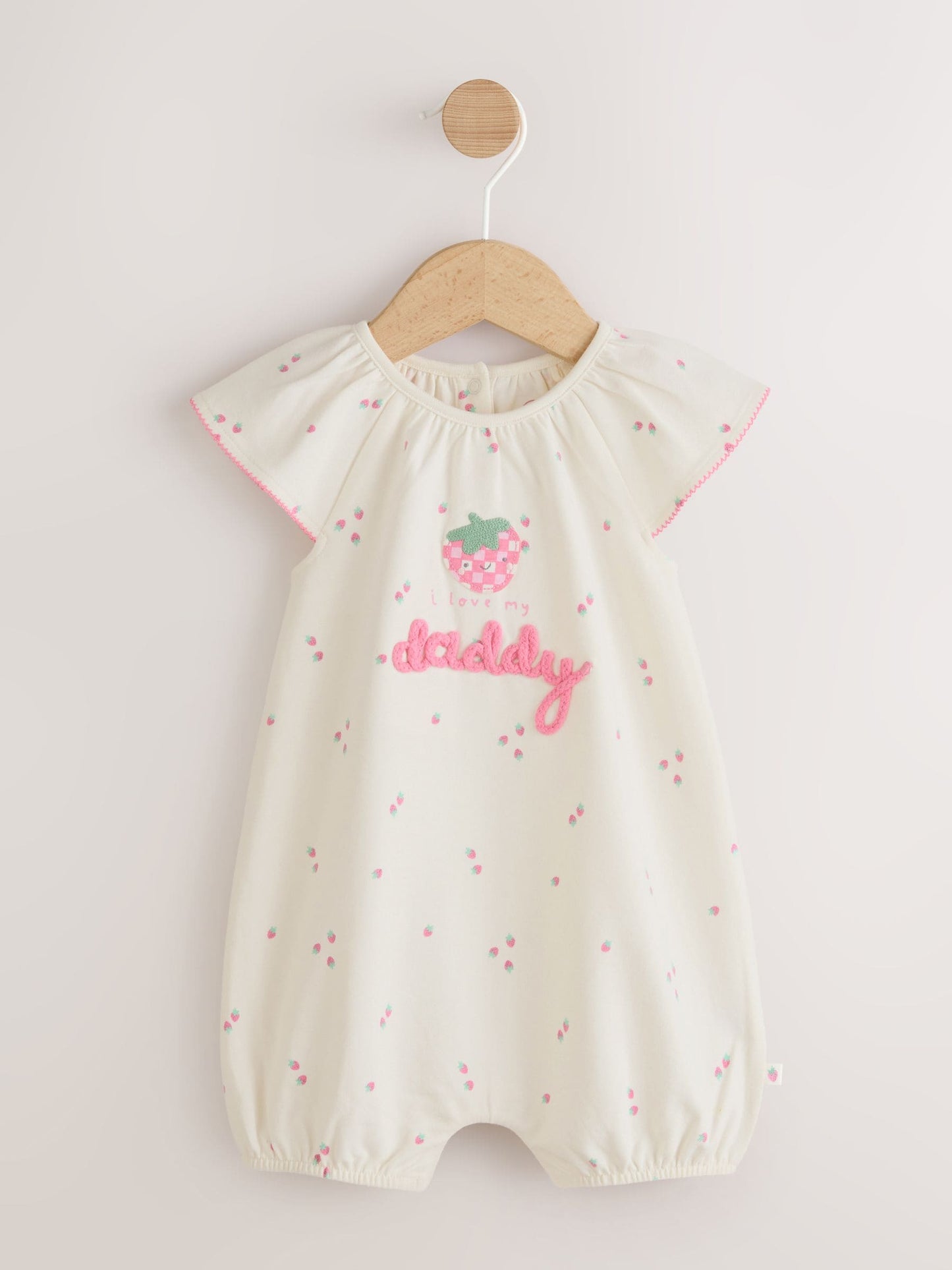 Ecru Fruit All Over Print I Love My Daddy Jersey Baby Romper image 5