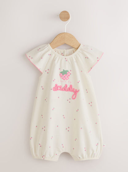 Ecru Fruit All Over Print I Love My Daddy Jersey Baby Romper image 5