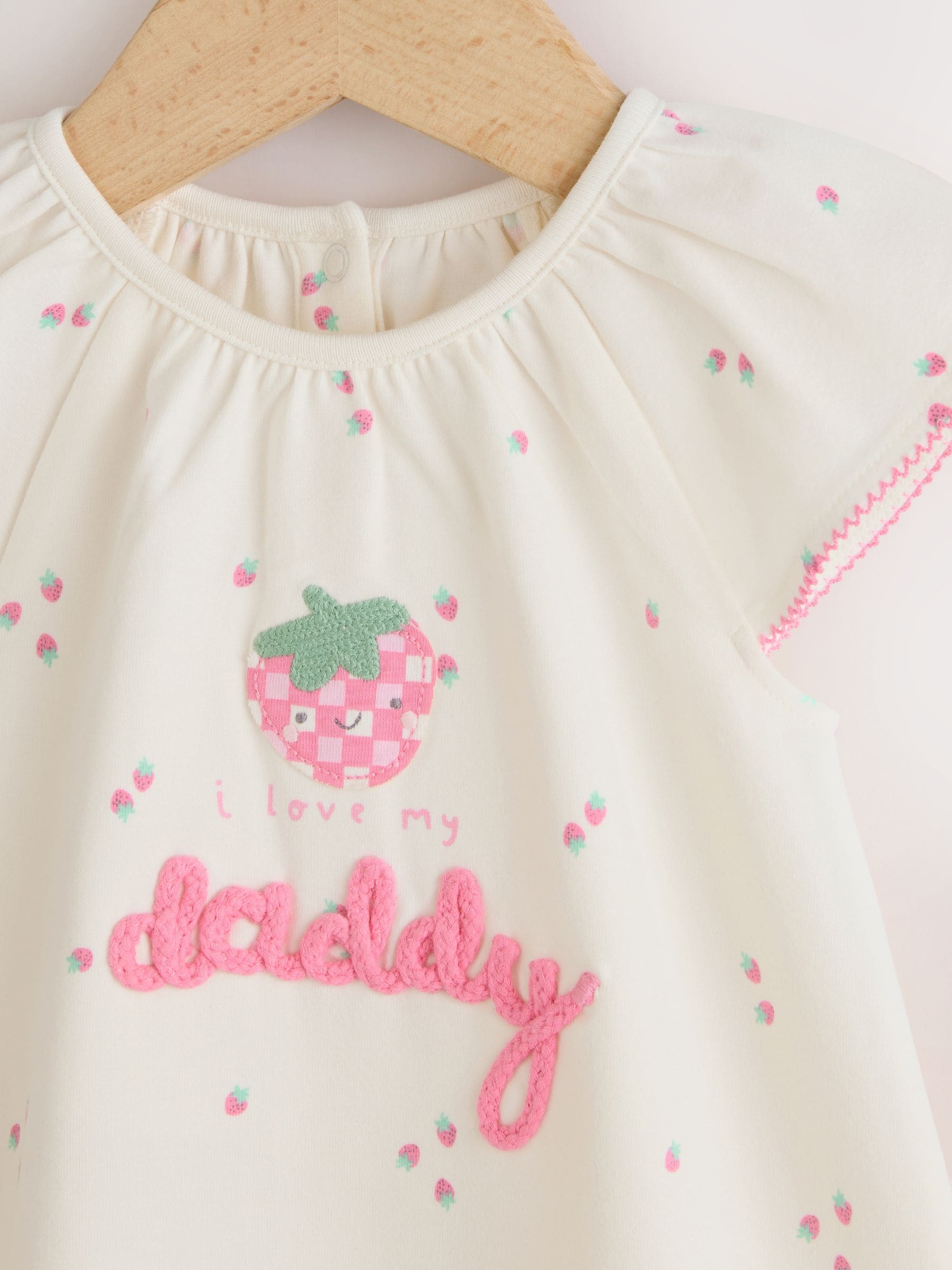 Ecru Fruit All Over Print I Love My Daddy Jersey Baby Romper image 9
