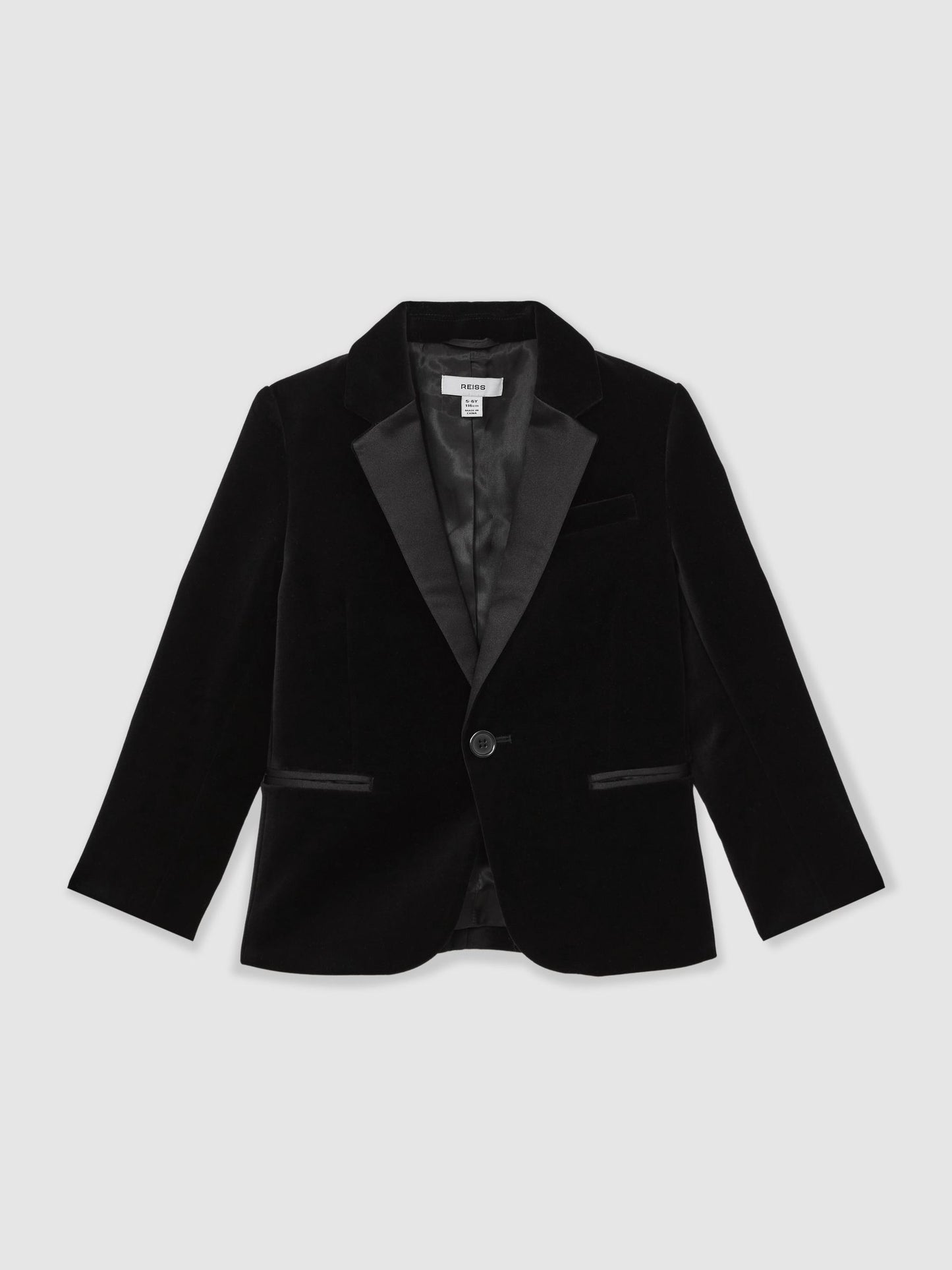 Reiss Black Ace 9-13 yrs Single-Breasted Velvet Tuxedo Blazer image 2