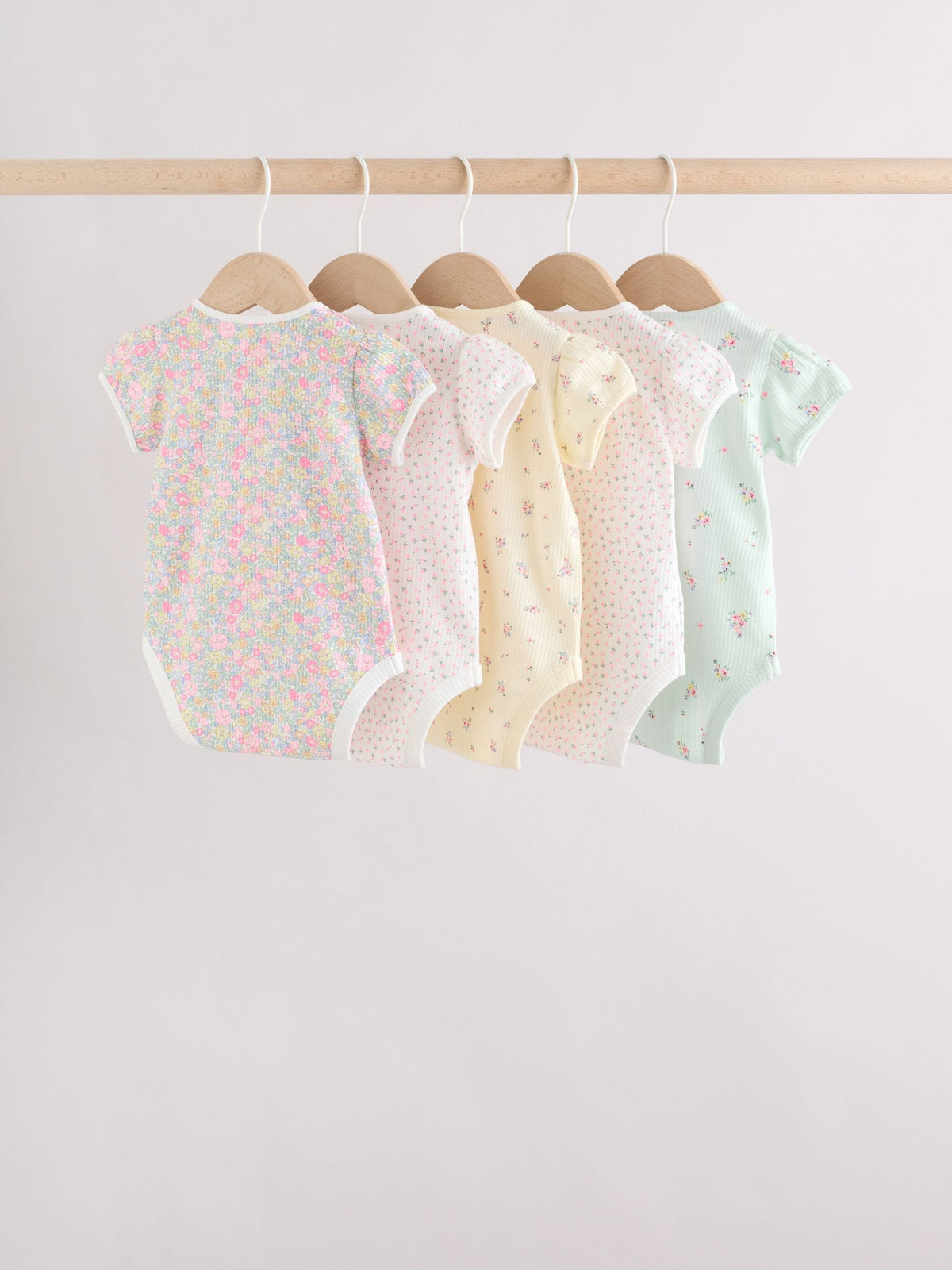 Dsiney Kidz - Pink/Yellow Short Sleeve Baby Bodysuits 5 Pack image 2