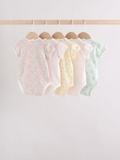 Dsiney Kidz - Pink/Yellow Short Sleeve Baby Bodysuits 5 Pack image 2