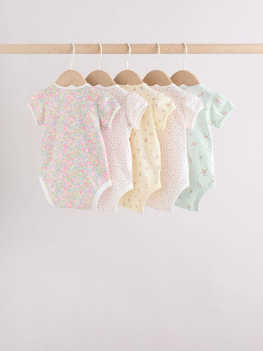 Dsiney Kidz - Pink/Yellow Short Sleeve Baby Bodysuits 5 Pack image 2