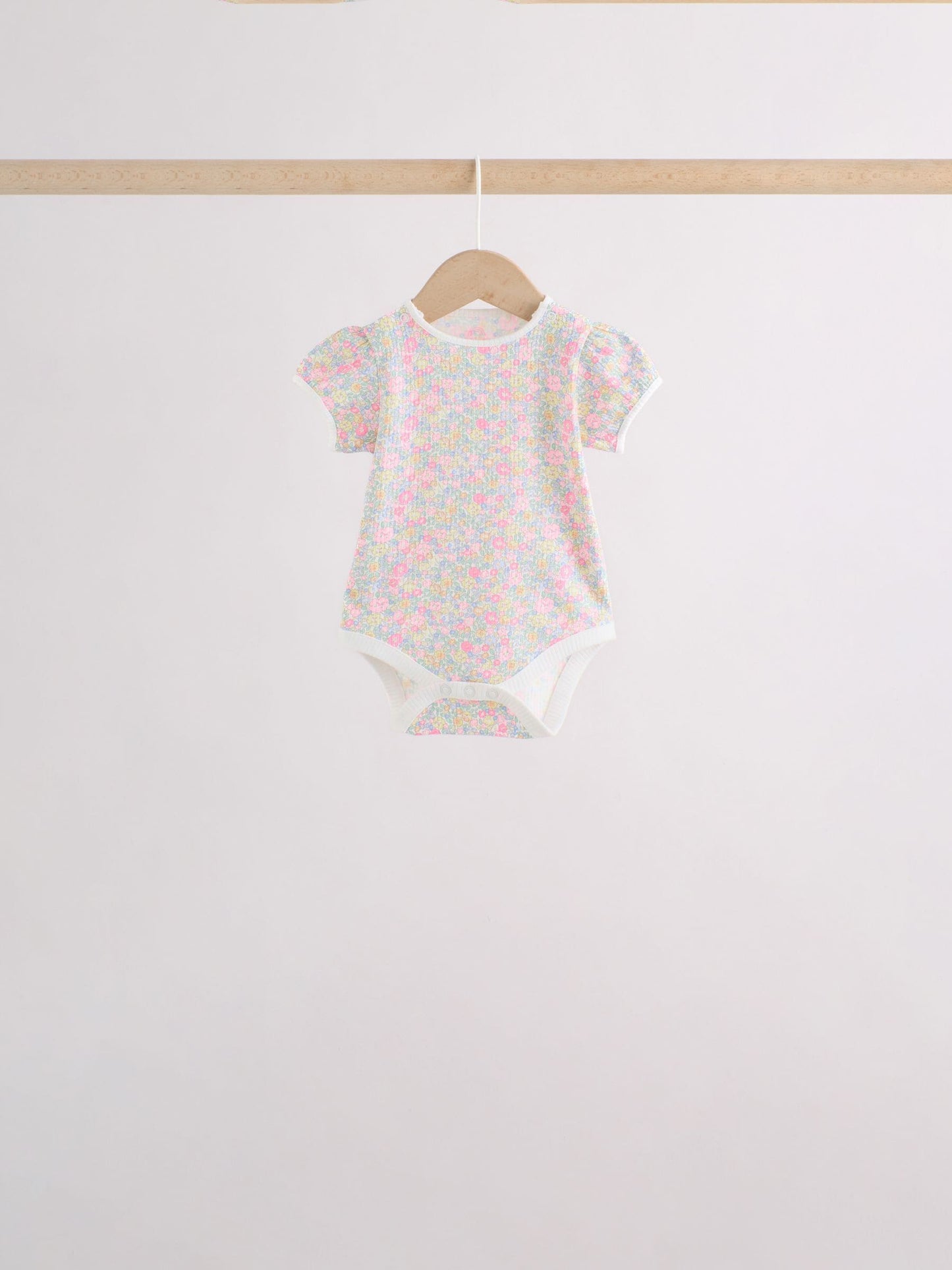 Pink/Yellow Short Sleeve Baby Bodysuits 5 Pack image 3