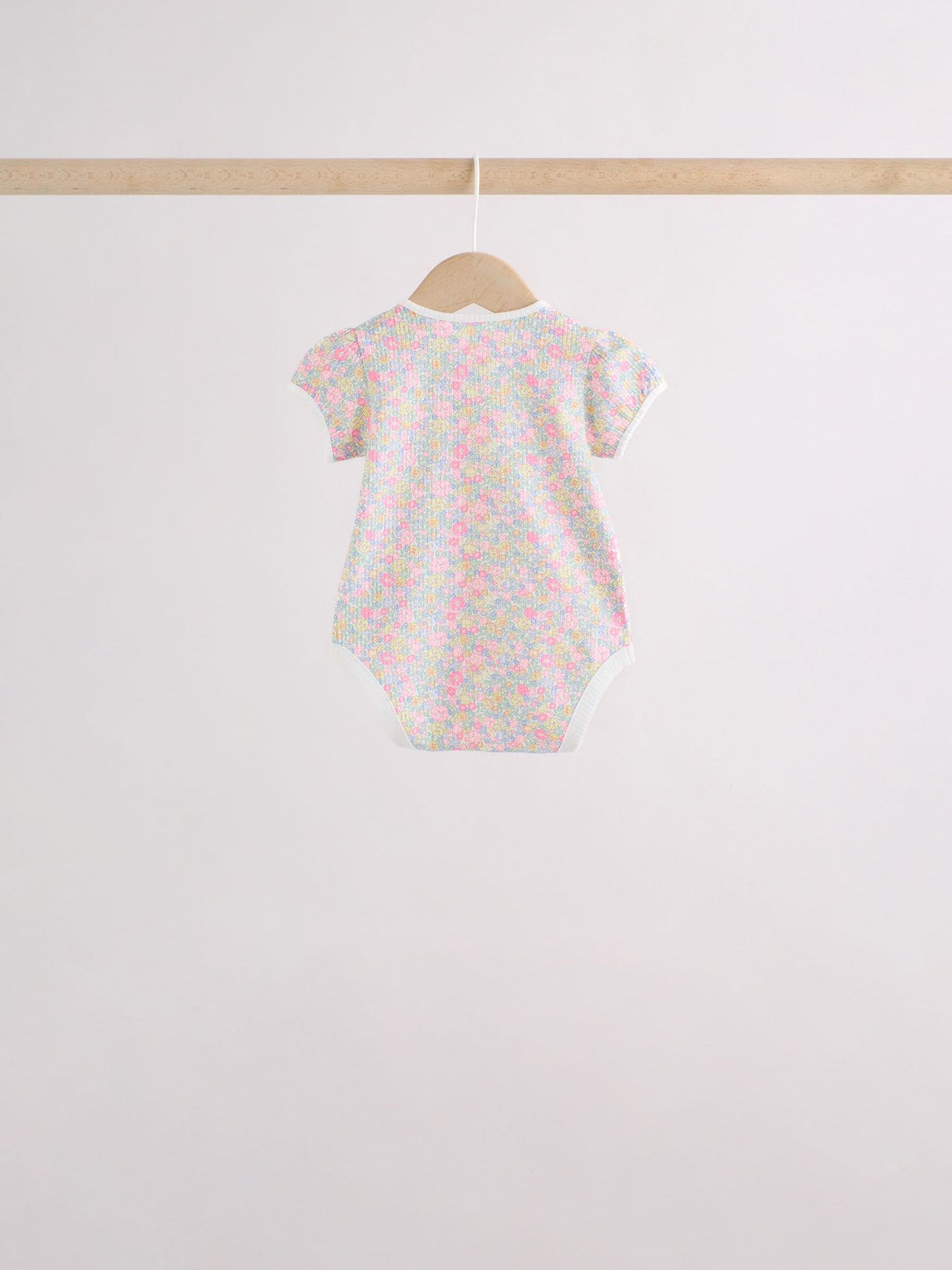Pink/Yellow Short Sleeve Baby Bodysuits 5 Pack image 4