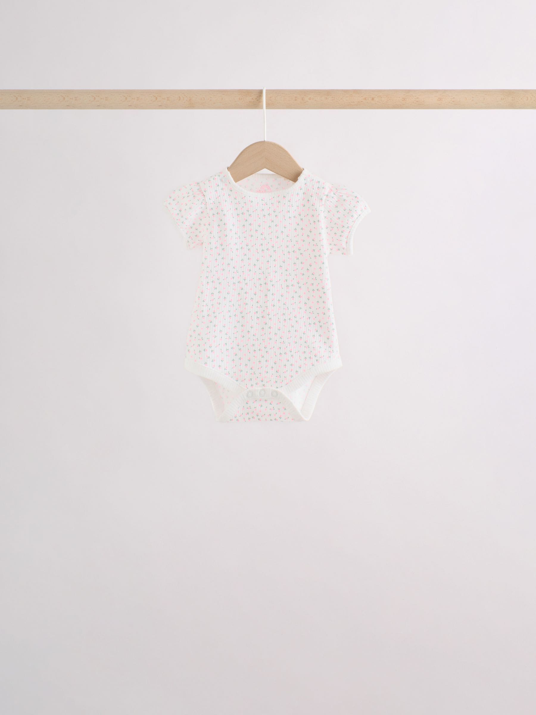 Pink/Yellow Short Sleeve Baby Bodysuits 5 Pack image 5