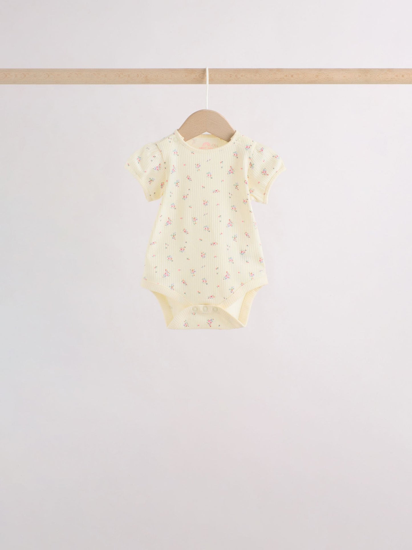 Pink/Yellow Short Sleeve Baby Bodysuits 5 Pack image 6