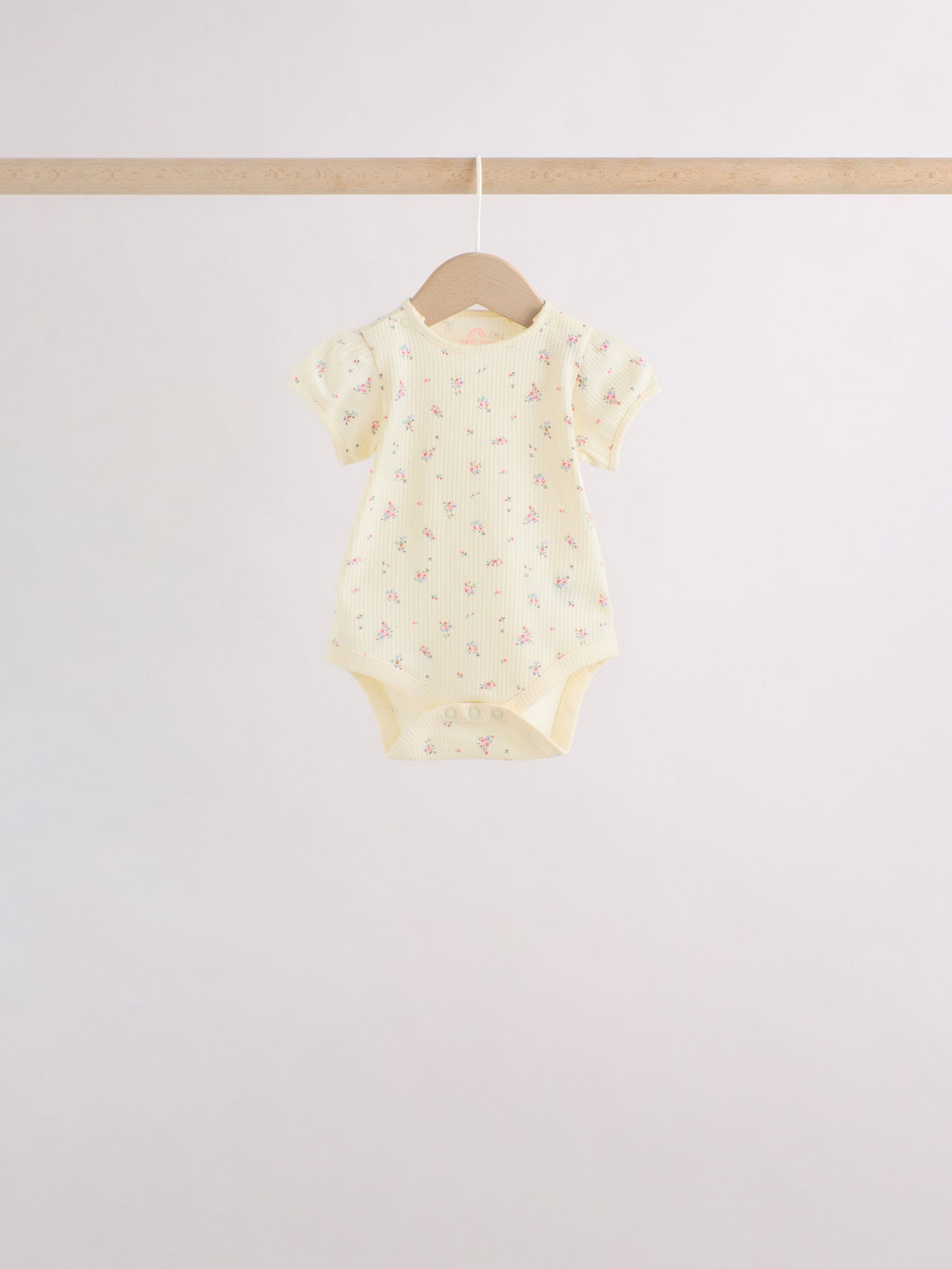 Pink/Yellow Short Sleeve Baby Bodysuits 5 Pack image 6