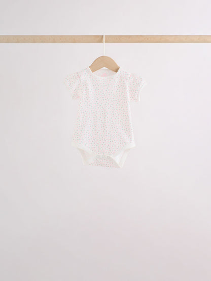 Pink/Yellow Short Sleeve Baby Bodysuits 5 Pack image 7