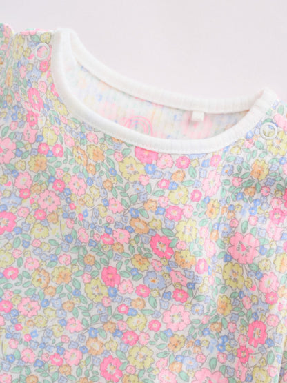 Pink/Yellow Short Sleeve Baby Bodysuits 5 Pack image 9
