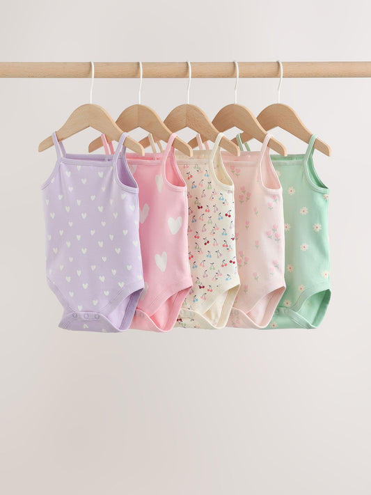 Pink Vest Baby Bodysuits 5 Pack image 1