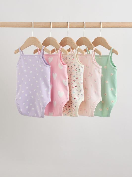Pink Vest Baby Bodysuits 5 Pack image 2