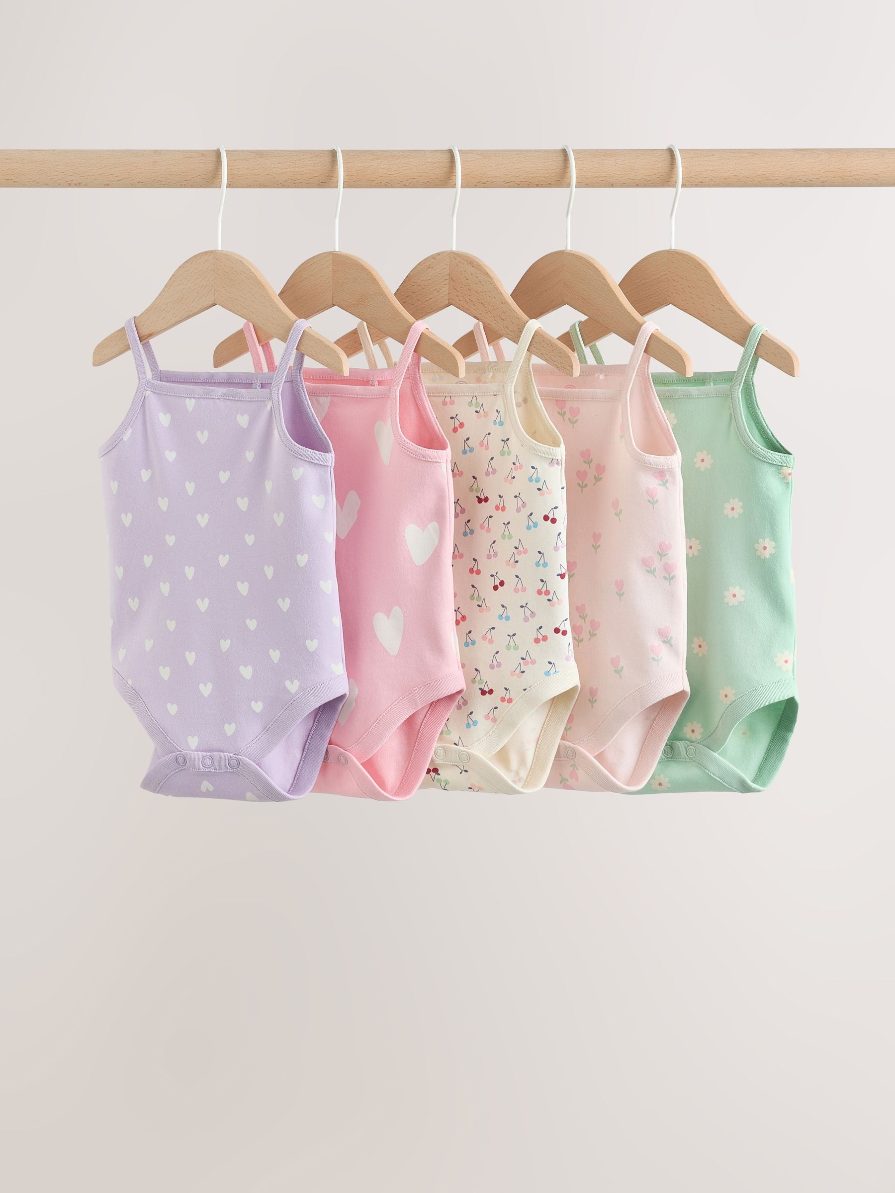 Pink Vest Baby Bodysuits 5 Pack image 1
