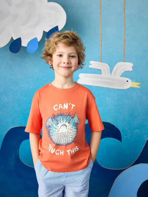 Joules Boys' Archie Orange Screenprint T-Shirt image 1