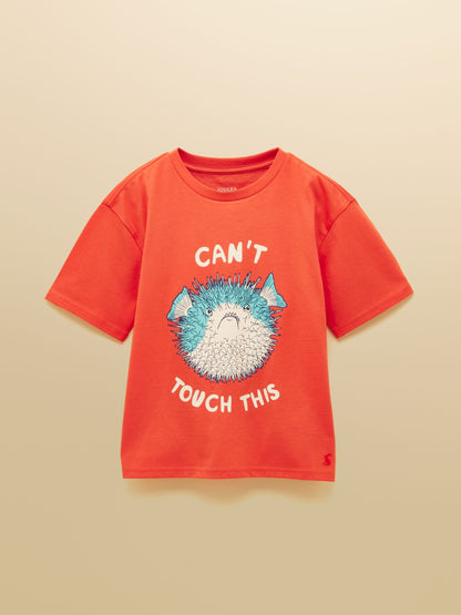 Joules Boys' Archie Orange Screenprint T-Shirt image 2