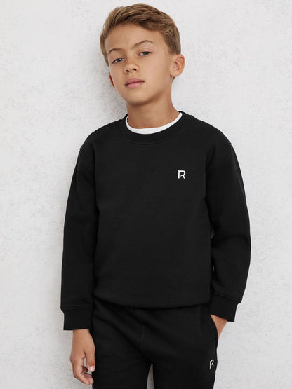 Reiss Black Avery 9-13 yrs Logo Sweatshirt and Joggers Set Cotton-Blend image 1