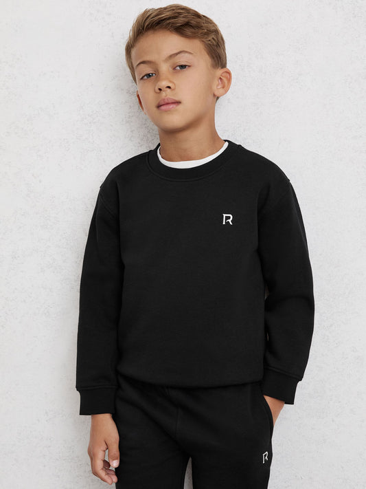 Reiss Black Avery 9-13 yrs Logo Sweatshirt and Joggers Set Cotton-Blend image 1